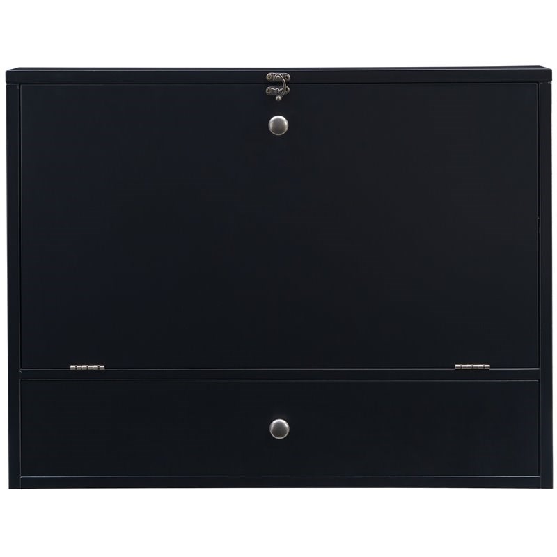 SEI Furniture Wooden Wall Mounted Laptop Desk in Black