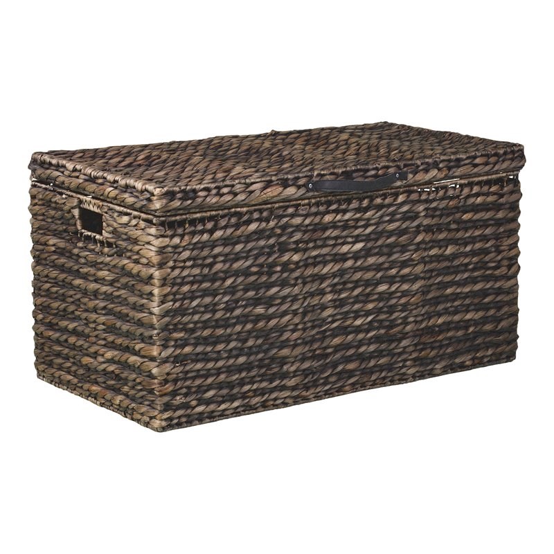 Bruneau Water Hyacinth Cocktail Storage Trunk Ottoman in Espresso Washed Natural