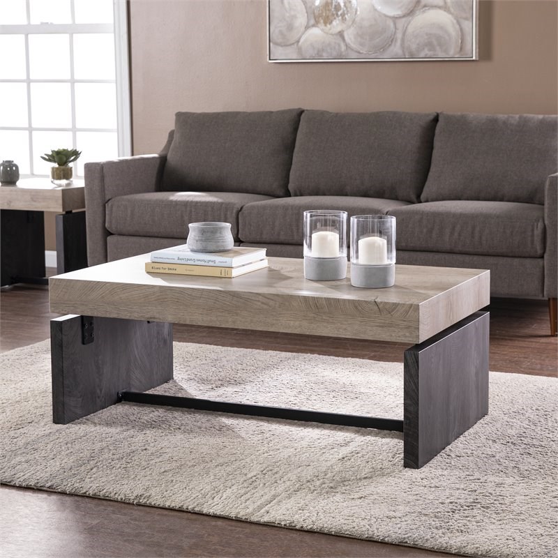SEI Furniture Hapsford Rectangular Cocktail Table in Natural-Black