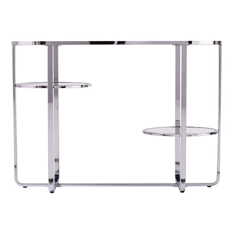 SEI Furniture Maxina Console Table in Polished Chrome with Mirror