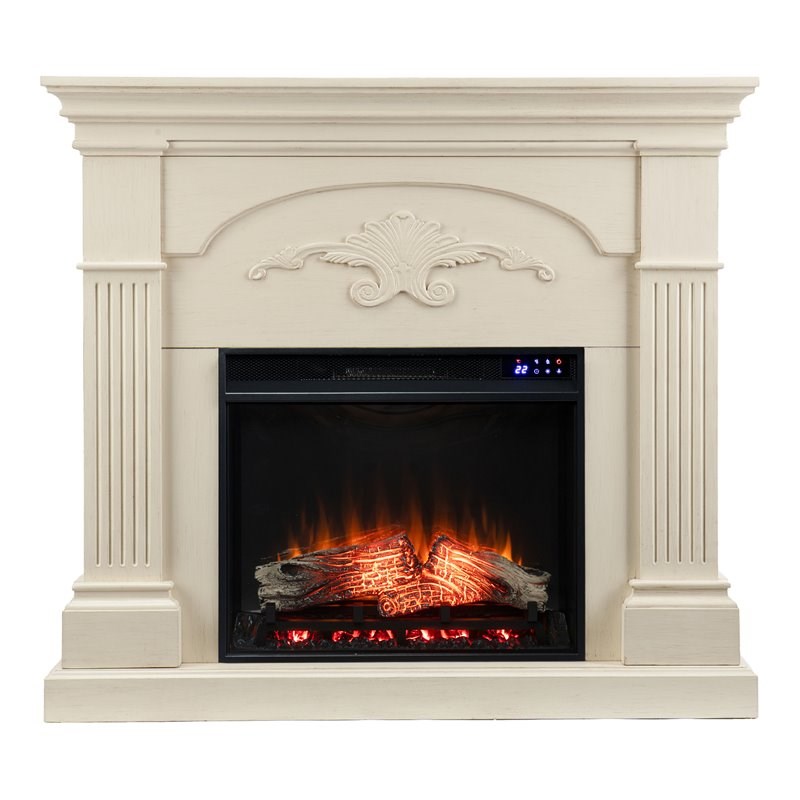 SEI Furniture Sicilian Touch Screen Electric Fireplace in Ivory