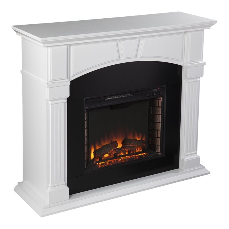 SEI Furniture Altonette Engineered Wood Electric Fireplace in White/Black