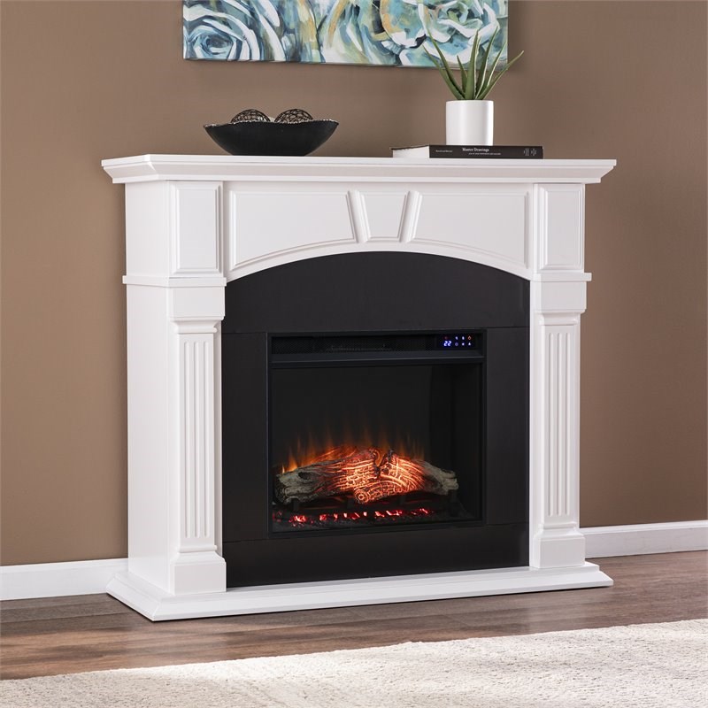 SEI Furniture Altonette Touch Screen Control Panel Electric Fireplace in White