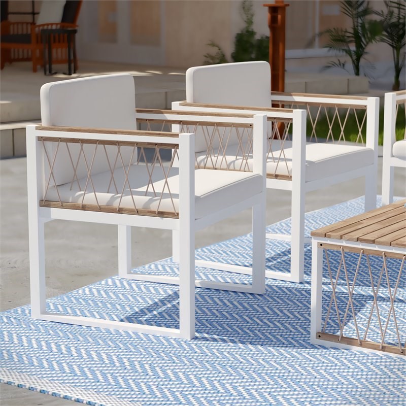 SEI Furniture Wallmond 2-PC Cushioned Outdoor Chair Set in Natural/White