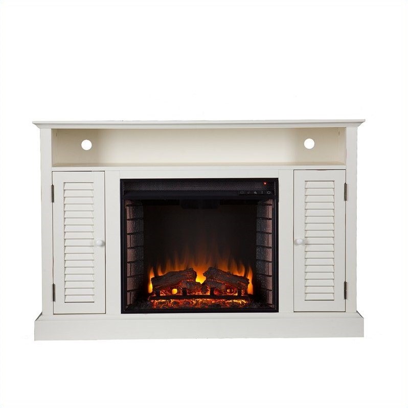 southern enterprises savannah media electric fireplace in antique white