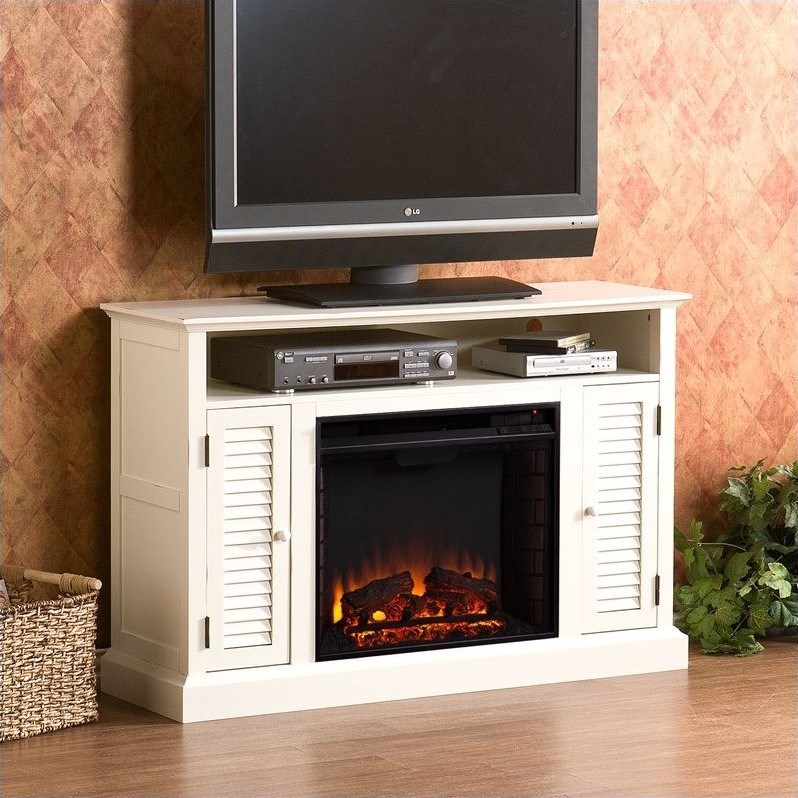 southern enterprises savannah media electric fireplace in antique white