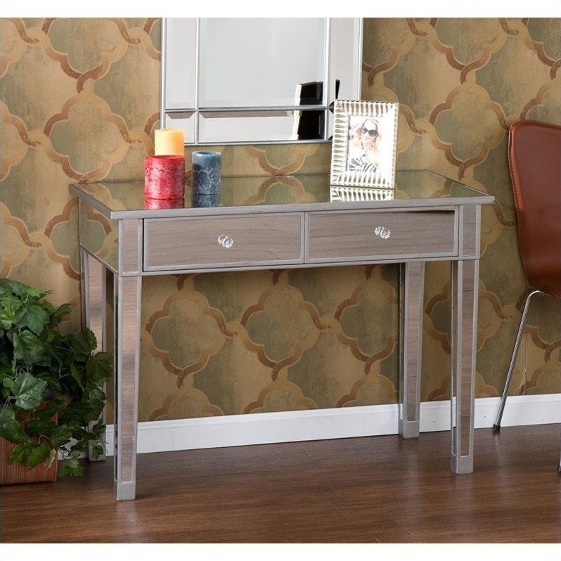 SEI Furniture Montrose 2 Drawer Console Table in Painted Silver