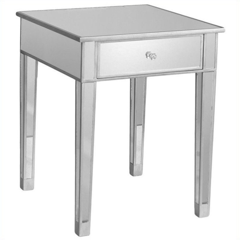 SEI Furniture Montrose Painted Silver Wood Trim Mirrored Accent Table