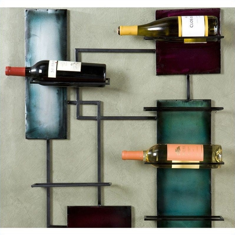 SEI Furniture Santa Maria Black Frame Wine Storage Wall Sculpture