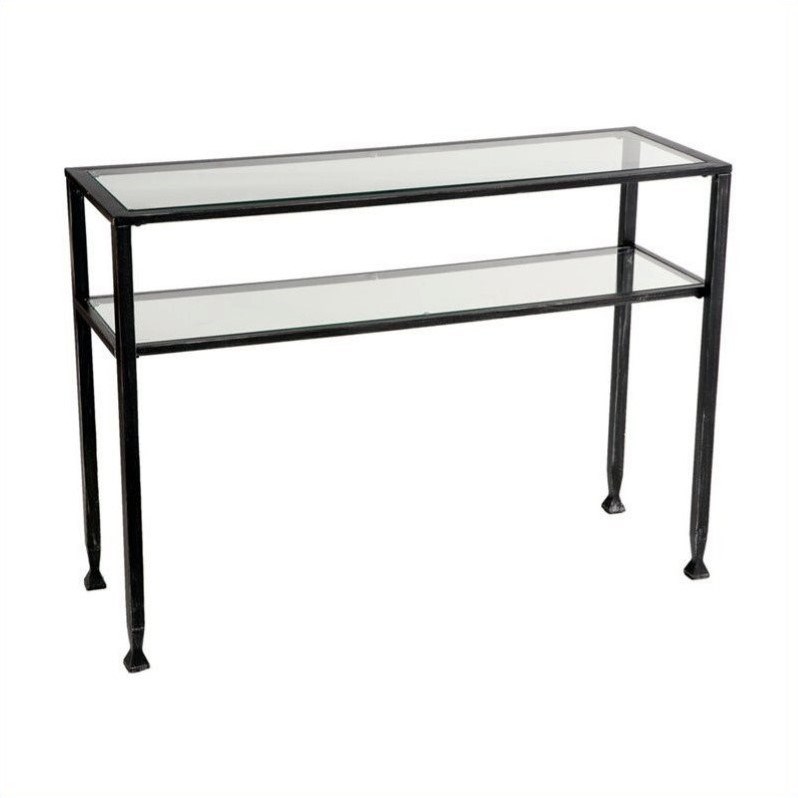 southern enterprises black sofa table with glass top - ck8773