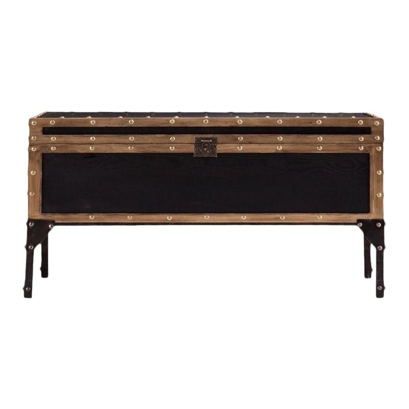 Southern Enterprises Drifton Travel Trunk Coffee Table in Black