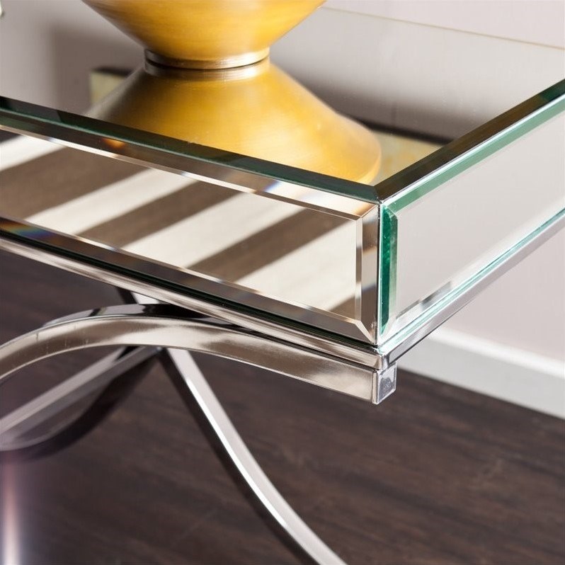 SEI Furniture Ava Mirrored Console Table in Chrome
