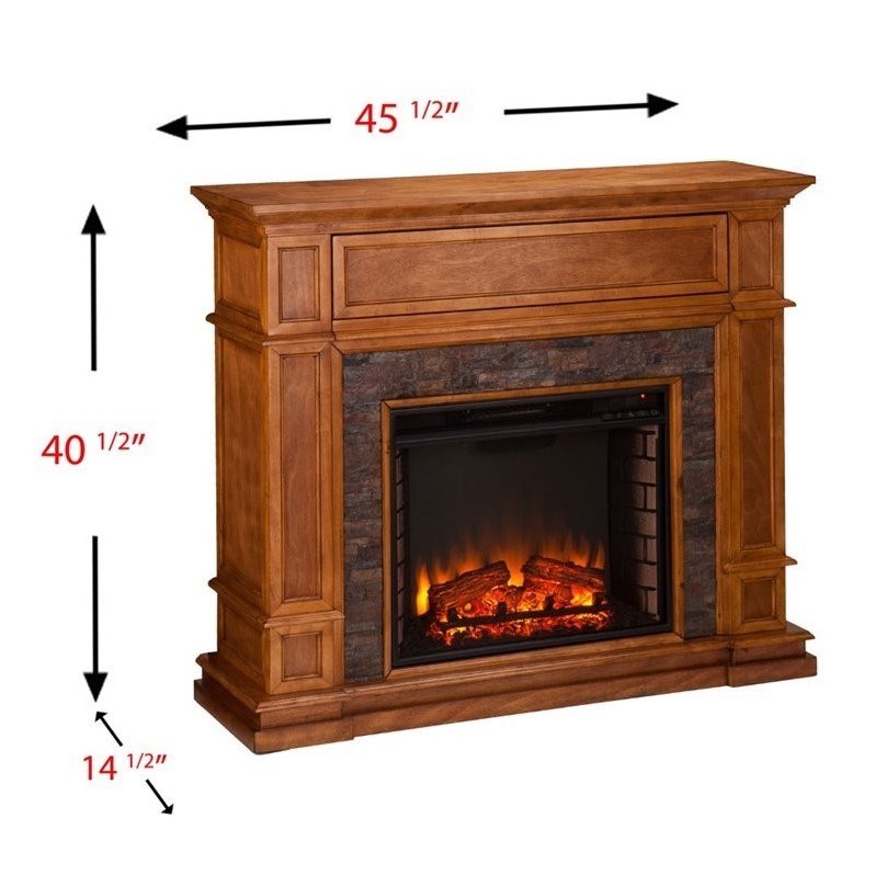 SEI Furniture Belleview Electric Media Fireplace in Sienna