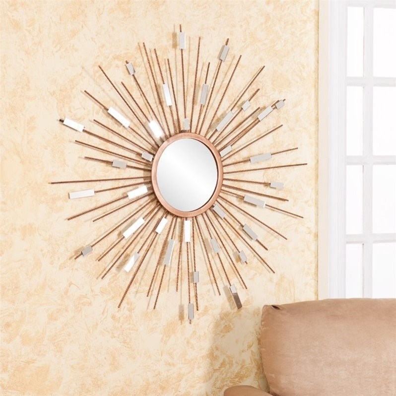 SEI Furniture Starburst Mirrored Wall Sculpture in Painted Gold