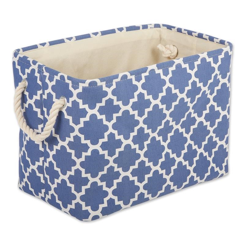 DII Polyester Bin Lattice French Blue Rectangle Large