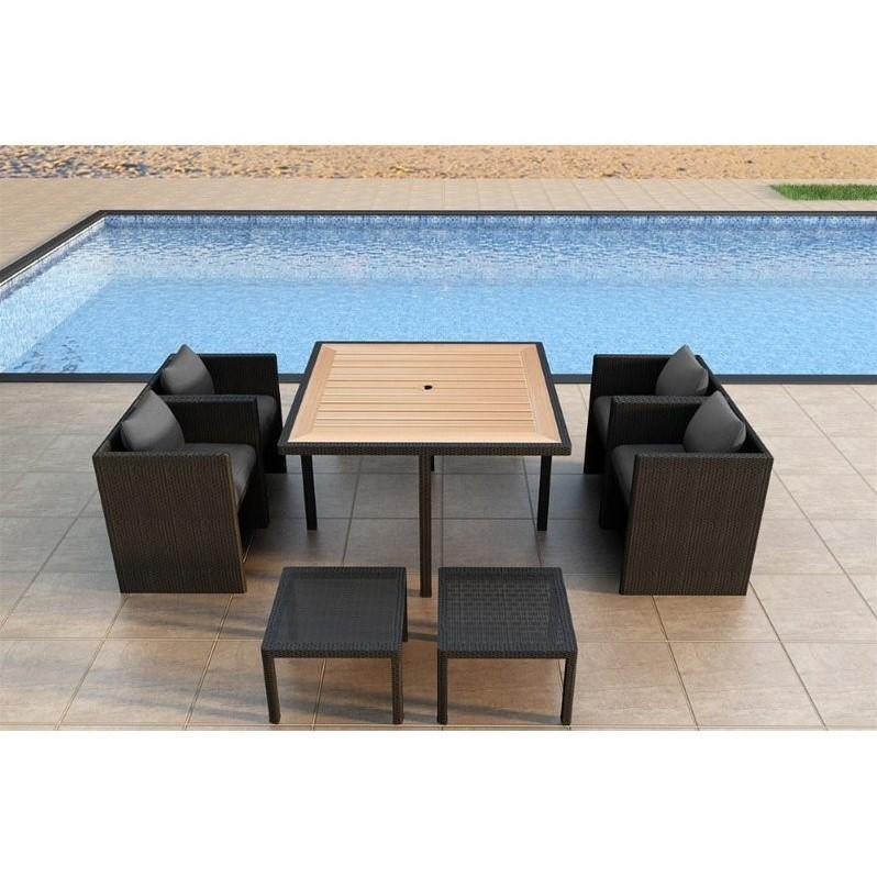 Harmonia Living Arbor 9 Piece Patio Dining Set in Canvas Charcoal