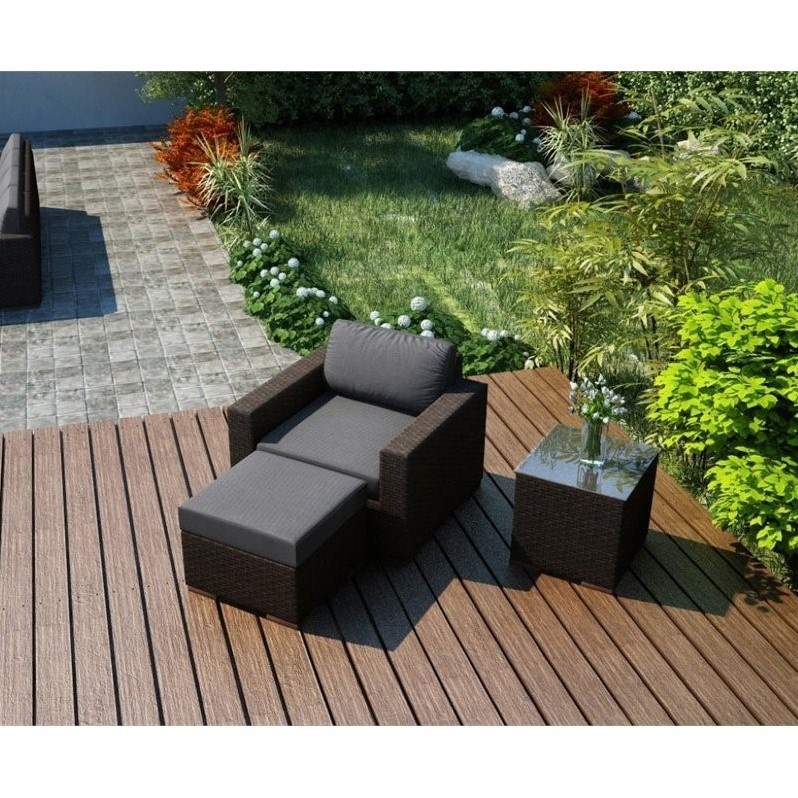 Harmonia Living Arden 3 Piece Patio Lounge Set in Canvas Charcoal