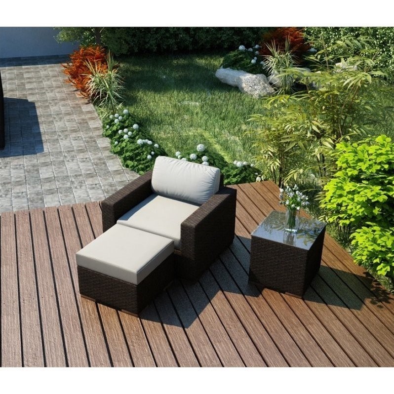 Harmonia Living Arden 3 Piece Patio Lounge Set in Canvas Natural