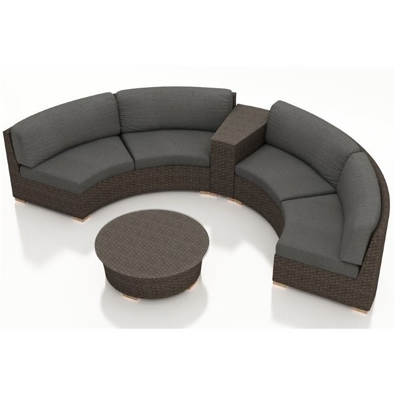 Harmonia Living Arden 4 Piece Patio Sectional Set in Canvas Charcoal
