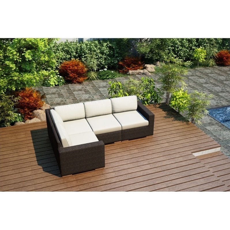 Harmonia Living Arden 4 Piece Patio Sectional Set in Canvas Natural