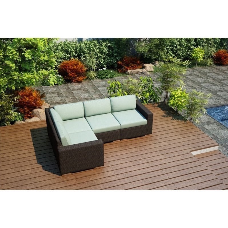 Harmonia Living Arden 4 Piece Patio Sectional Set in Canvas Spa