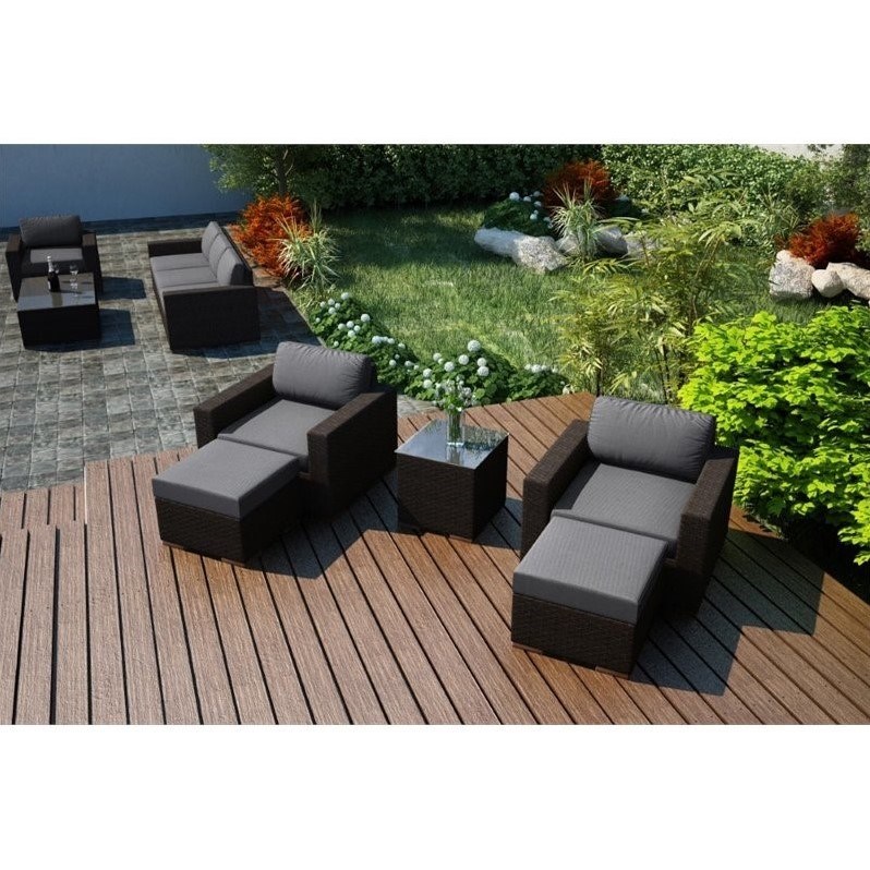 Harmonia Living Arden 5 Piece Patio Lounge Set in Canvas Charcoal