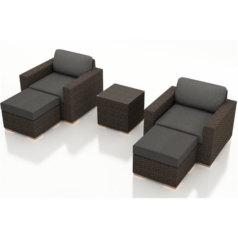 Harmonia Living Arden 5 Piece Patio Lounge Set in Canvas Charcoal