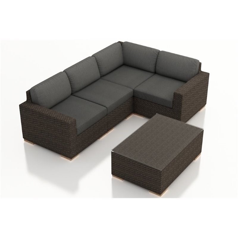 Harmonia Living Arden 5 Piece Patio Sectional Set in Canvas Charcoal