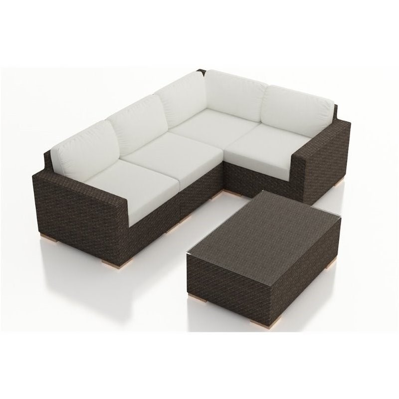 Harmonia Living Arden 5 Piece Patio Sectional Set in Canvas Natural