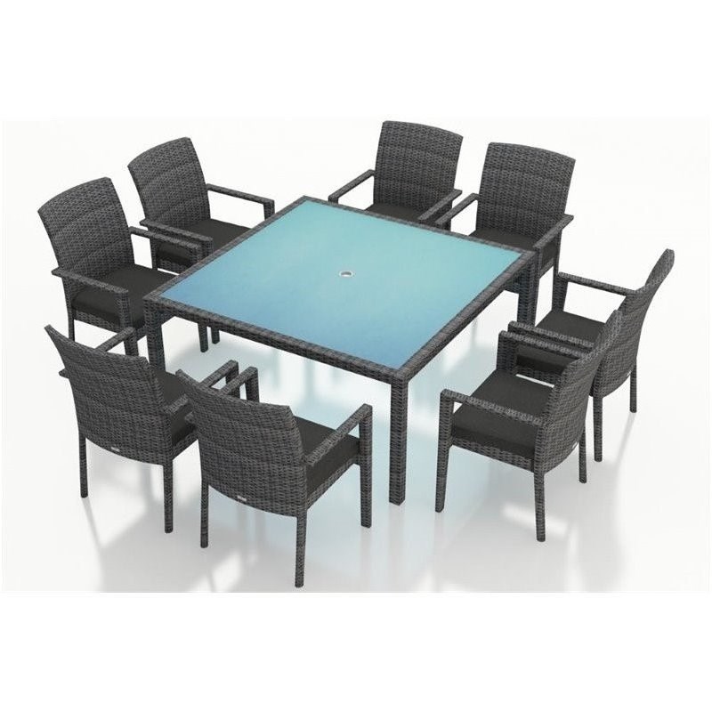 Harmonia Living District 9 Piece Square Patio Dining Set in Charcoal