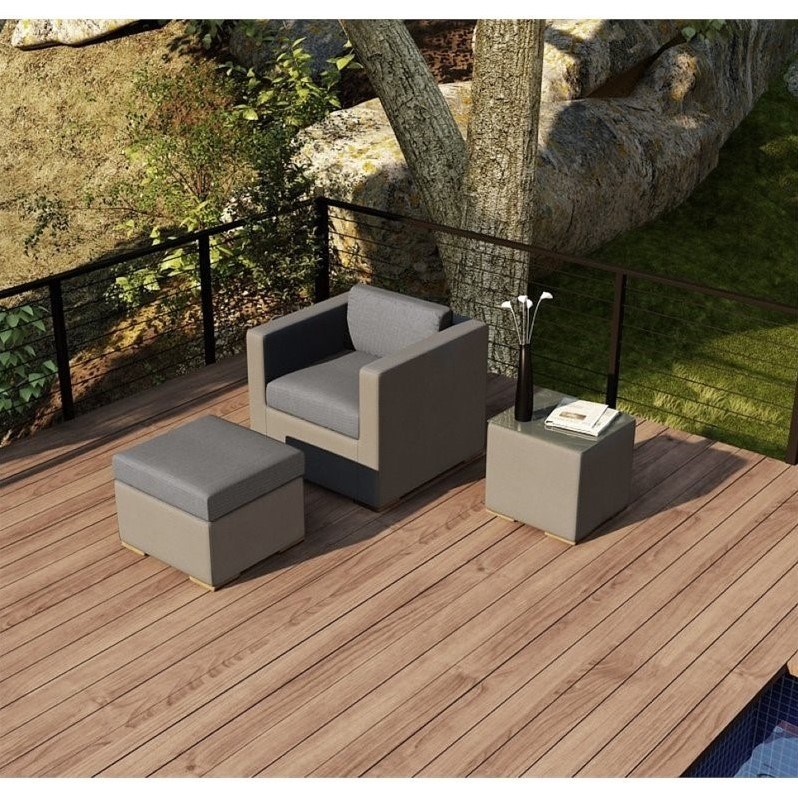 Harmonia Living Element 3 Piece Patio Lounge Set in Canvas Charcoal