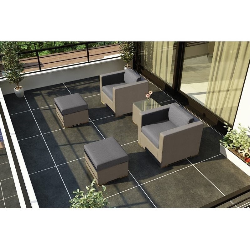 Harmonia Living Element 5 Piece Patio Lounge Set in Canvas Charcoal