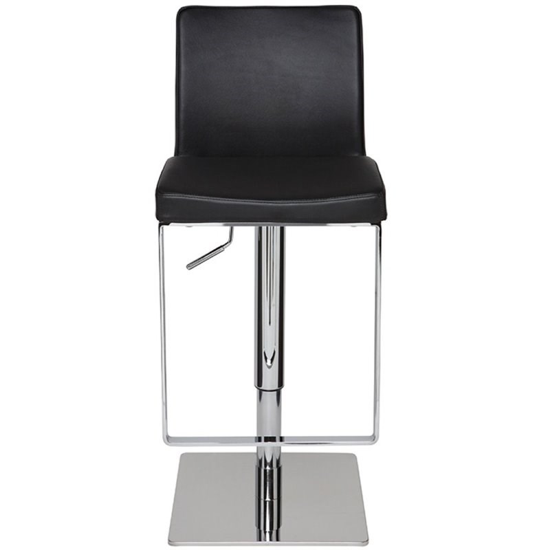 Nuevo Matteo Adjustable Leather Bar Stool in Black Homesquare
