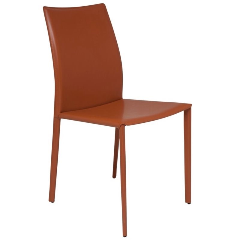 Nuevo Sienna Leather Dining Side Chair in Ochre