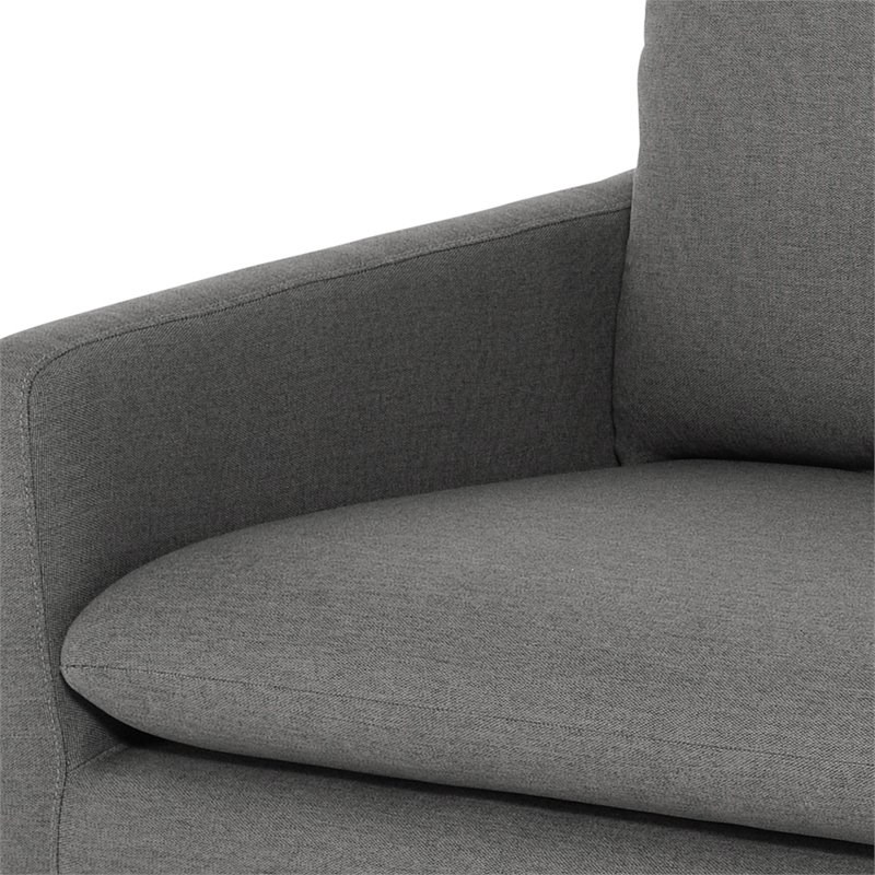 Nuevo Anders Fabric & Metal Triple Seat Sofa in Slate Gray/Brushed Gold