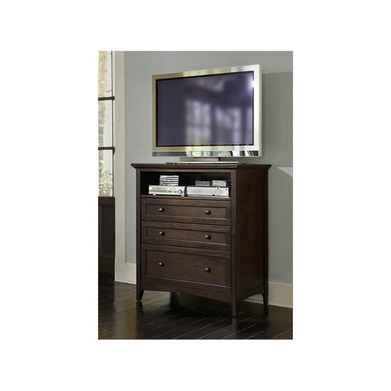 A-America Westlake Transitional Solid Wood Media Chest in Cherry Brown