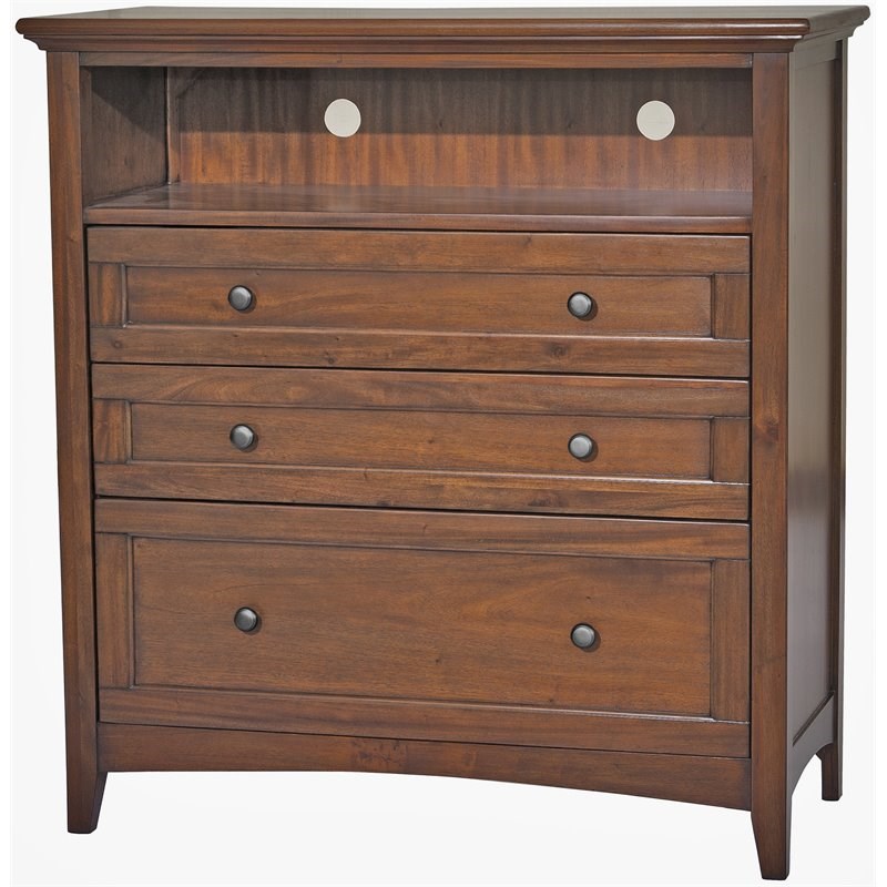 A-America Westlake Transitional Solid Wood Media Chest in Cherry Brown