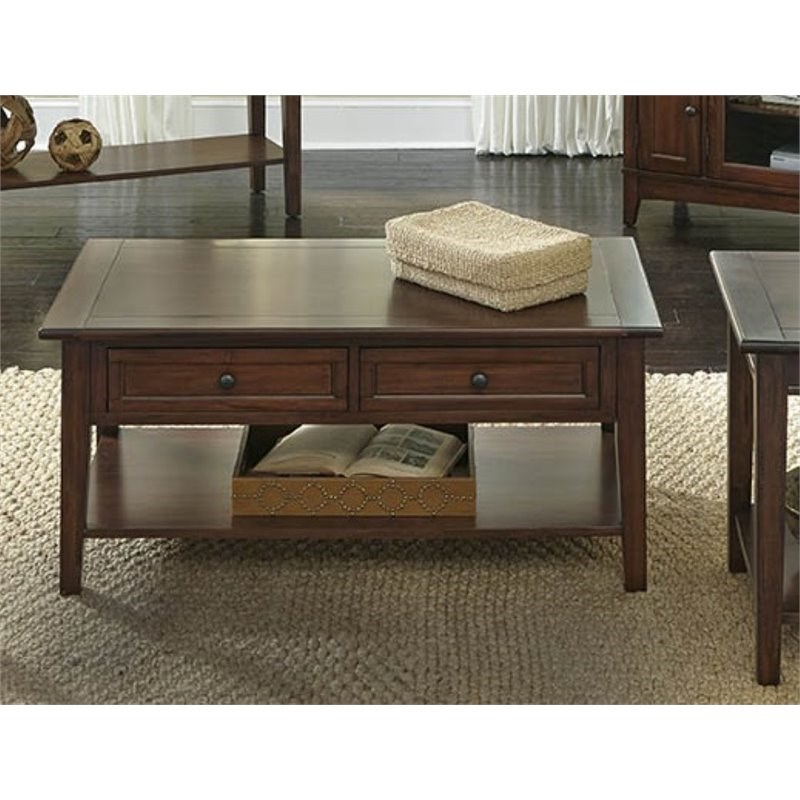 A-America Westlake 2 Drawer Coffee Table in Cherry Brown