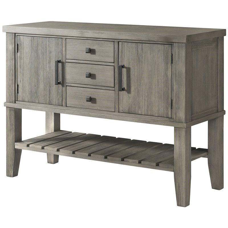 A-America Huron 2 Door Transitional Solid Wood Server in Distressed Gray