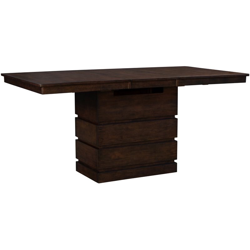 A-America Chesney Solid Wood Extendable Storage Dining Table in Falcon Brown