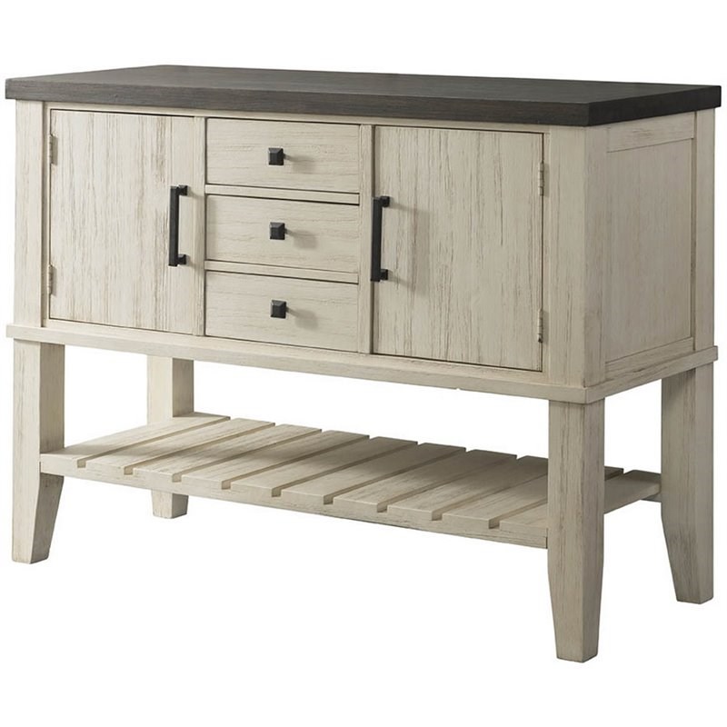 A-America Huron 2 Door Transitional Solid Wood Server in Cocoa and Chalk