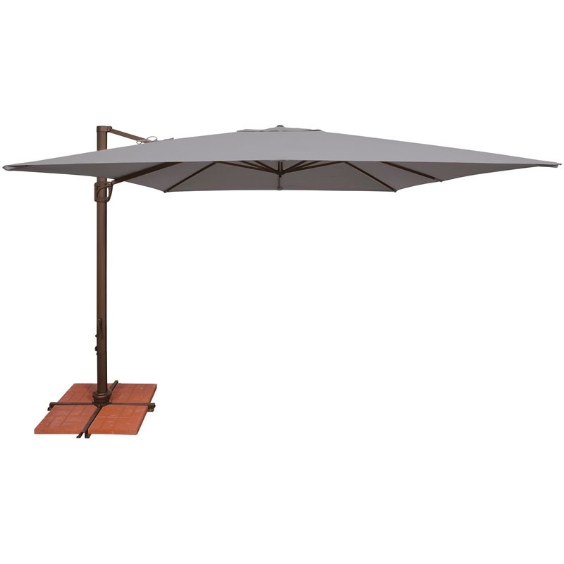 Simply Shade Bali 10' Square Patio Umbrella with Cross Bar Stand in Cast Silver