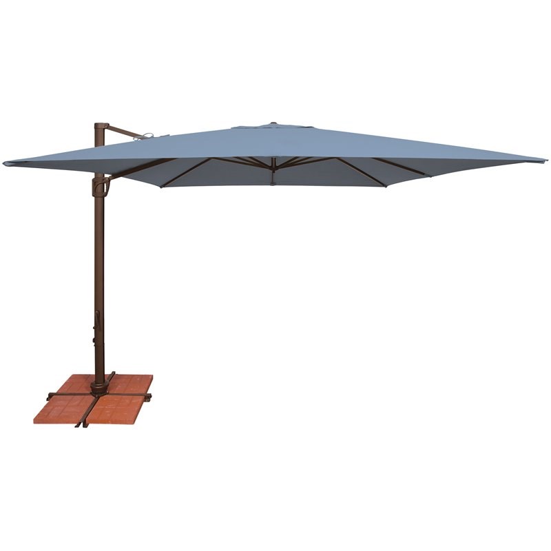 Simply Shade Bali 10' Square Patio Umbrella with Cross Bar Stand in Cast Ocean