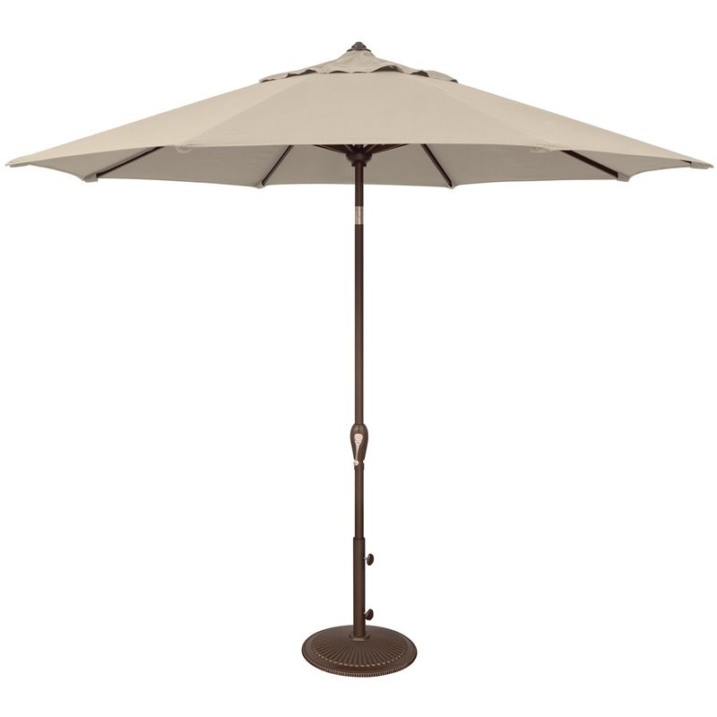 Simply Shade Aruba 9' Octagonal Auto Tilt Sunbrella Patio Umbrella in Beige