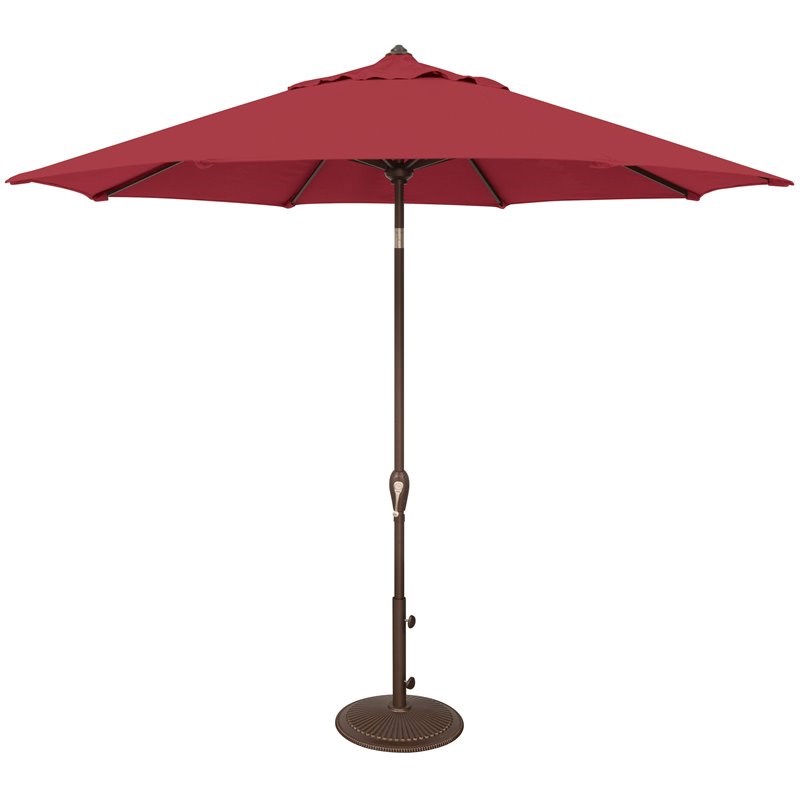 Simply Shade Aruba 9' Octagonal Auto Tilt Solefin Patio Umbrella in Really Red
