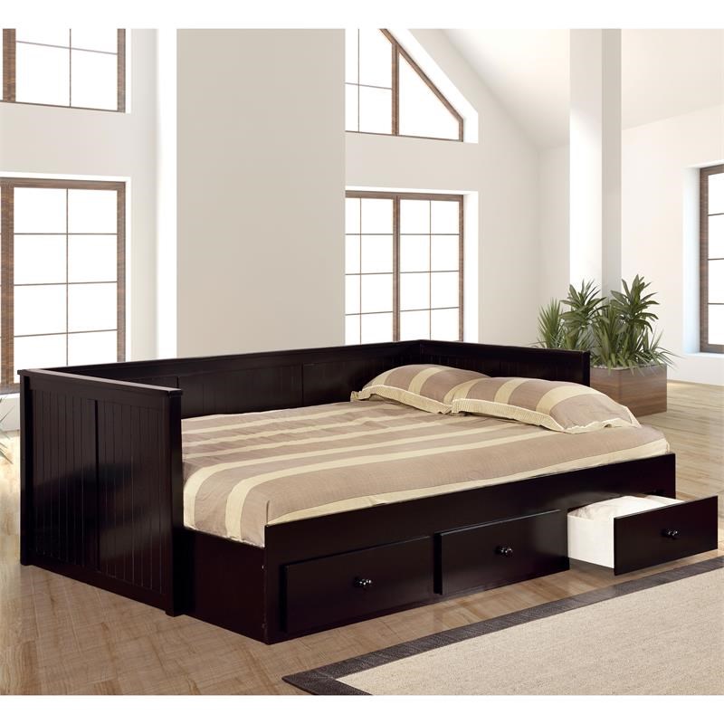Furniture of America Aidan Cottage Wood Full Daybed with Drawers in
