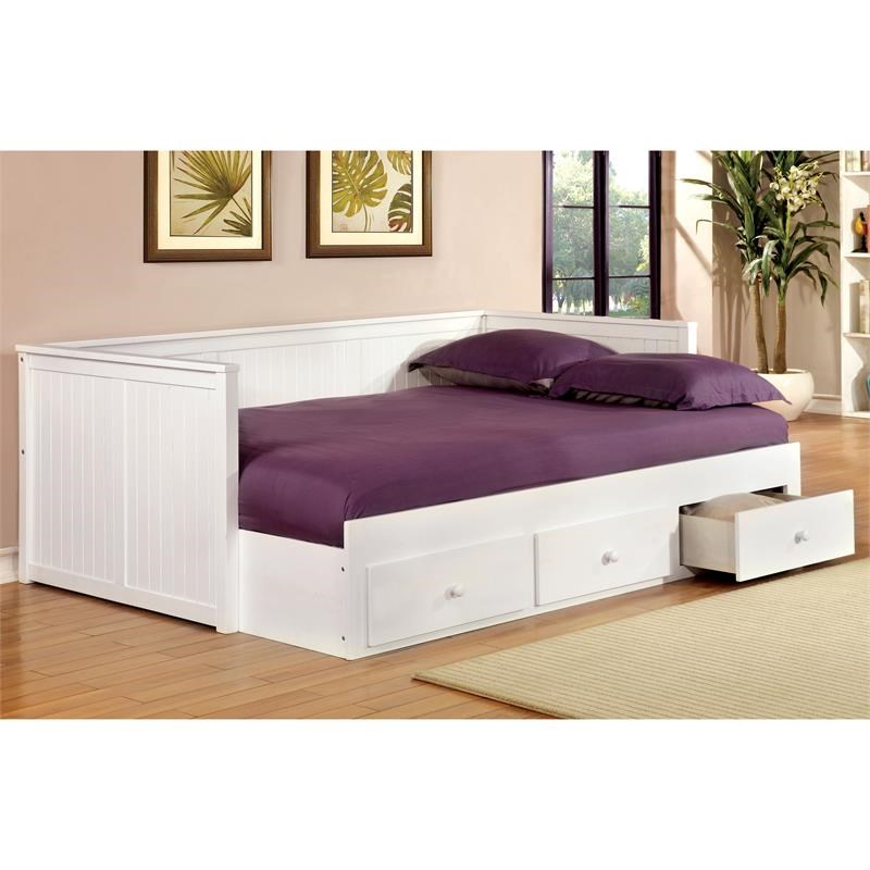 Furniture of America Aidan Cottage Wood Full Daybed with Drawers in