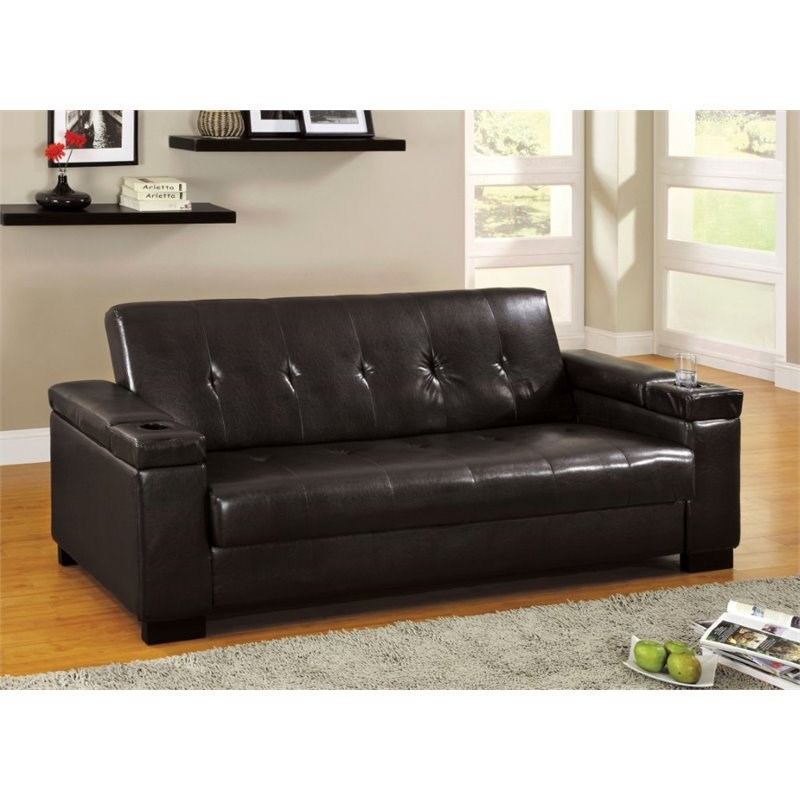 Faux Leather Sleeper Sofa Baci Living Room