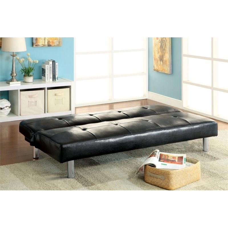 Furniture of America Hanson Contemporary Faux Leather Sleeper Sofa Bed