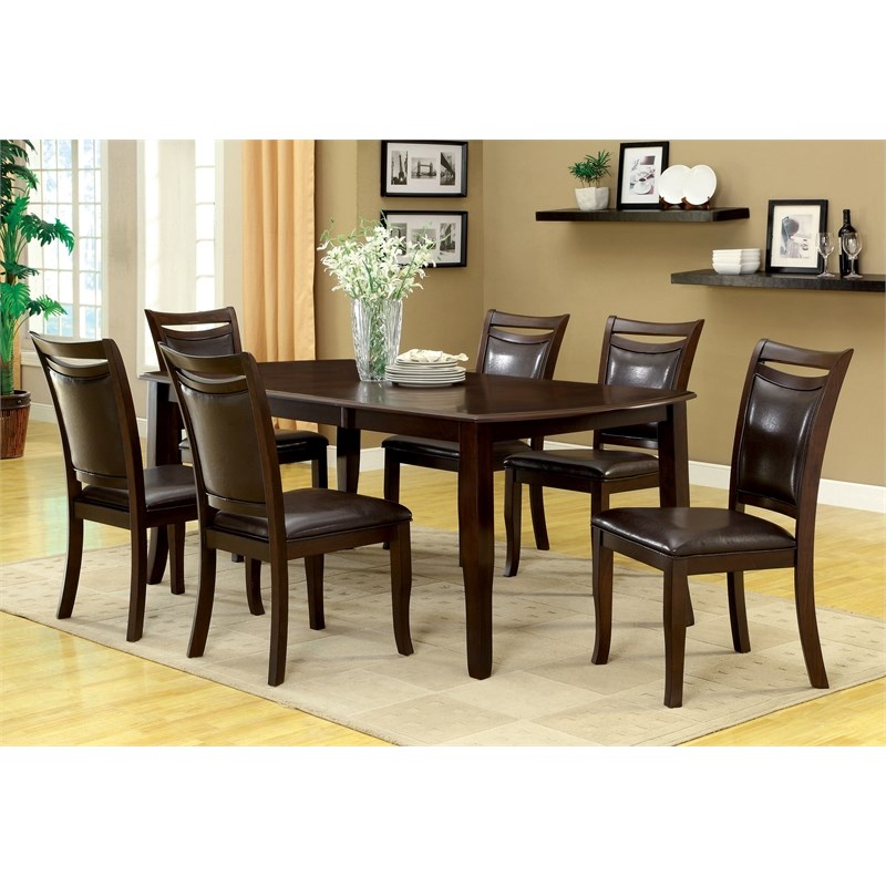 Furniture of America Arriane Faux Leather Dining Chair in Espresso (Set of 2)